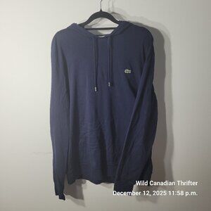 Lacoste XL Navy Cotton Hoodie Regular Fit Crocodile Logo Pullover